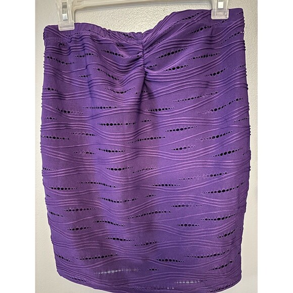 Women’s High Waisted Violet Textured One Shoulder 2pc Skirt Set . - Picture 3 of 9